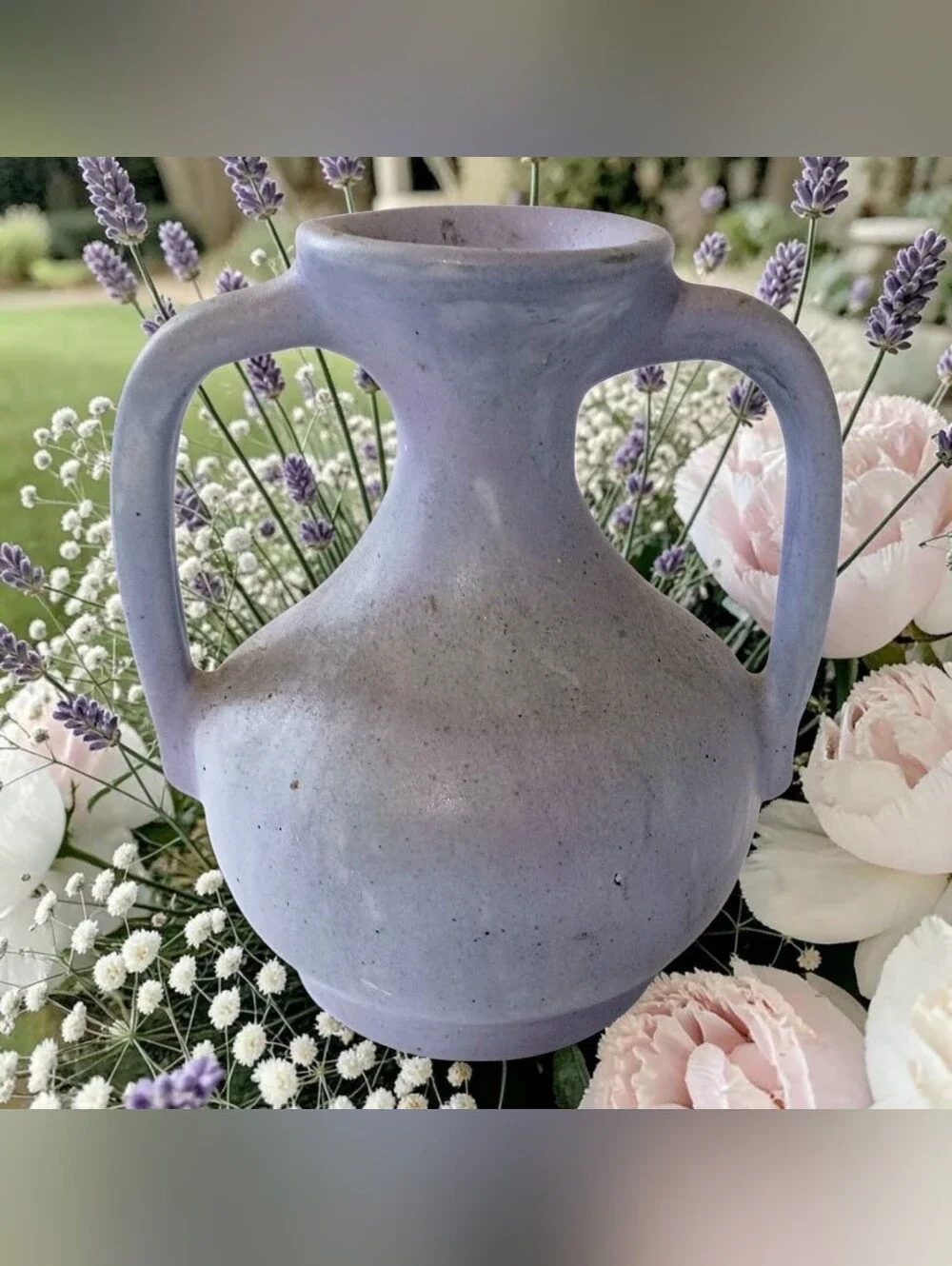 Vtg Studio Pottery Double Handle Vase Signed Aurora Steig Wabi Sabi Arts Crafts